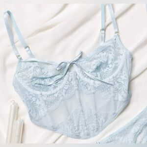 Mentionables Delicate Lace Bustier in Soft Blue